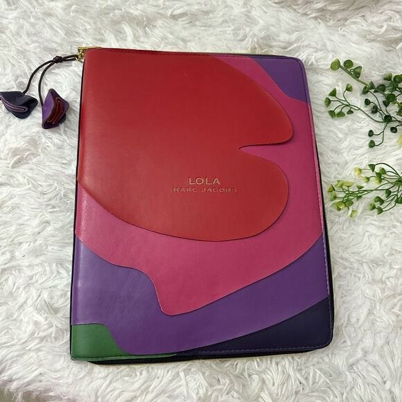 Marc Jacobs Lola Multicolor Patchwork Large 9” x 12” Full Zip Binder‎ Organiser - Picture 1 of 8